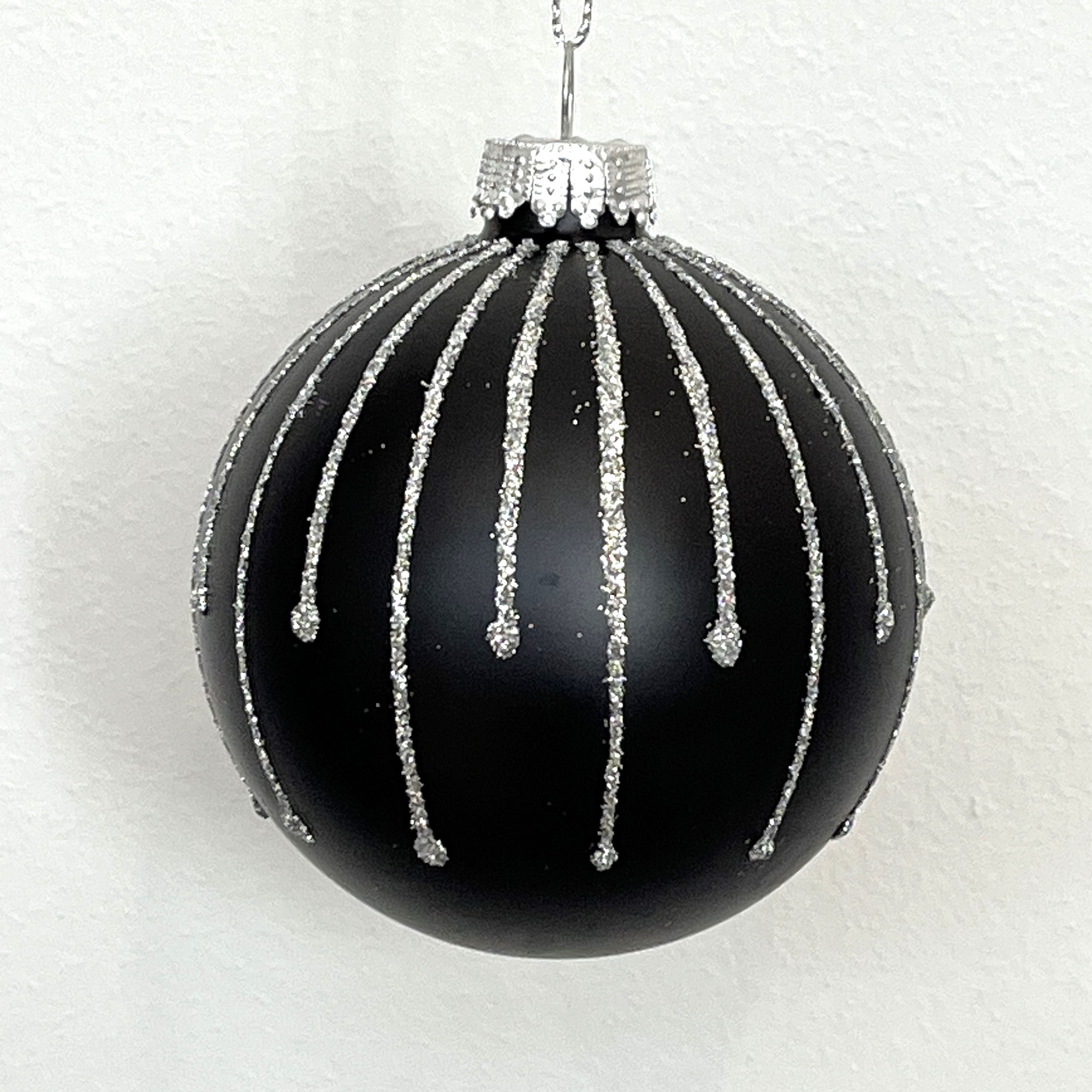 Weihnachtskugel  Lauco Schwarz Silber  Ø =8cm 