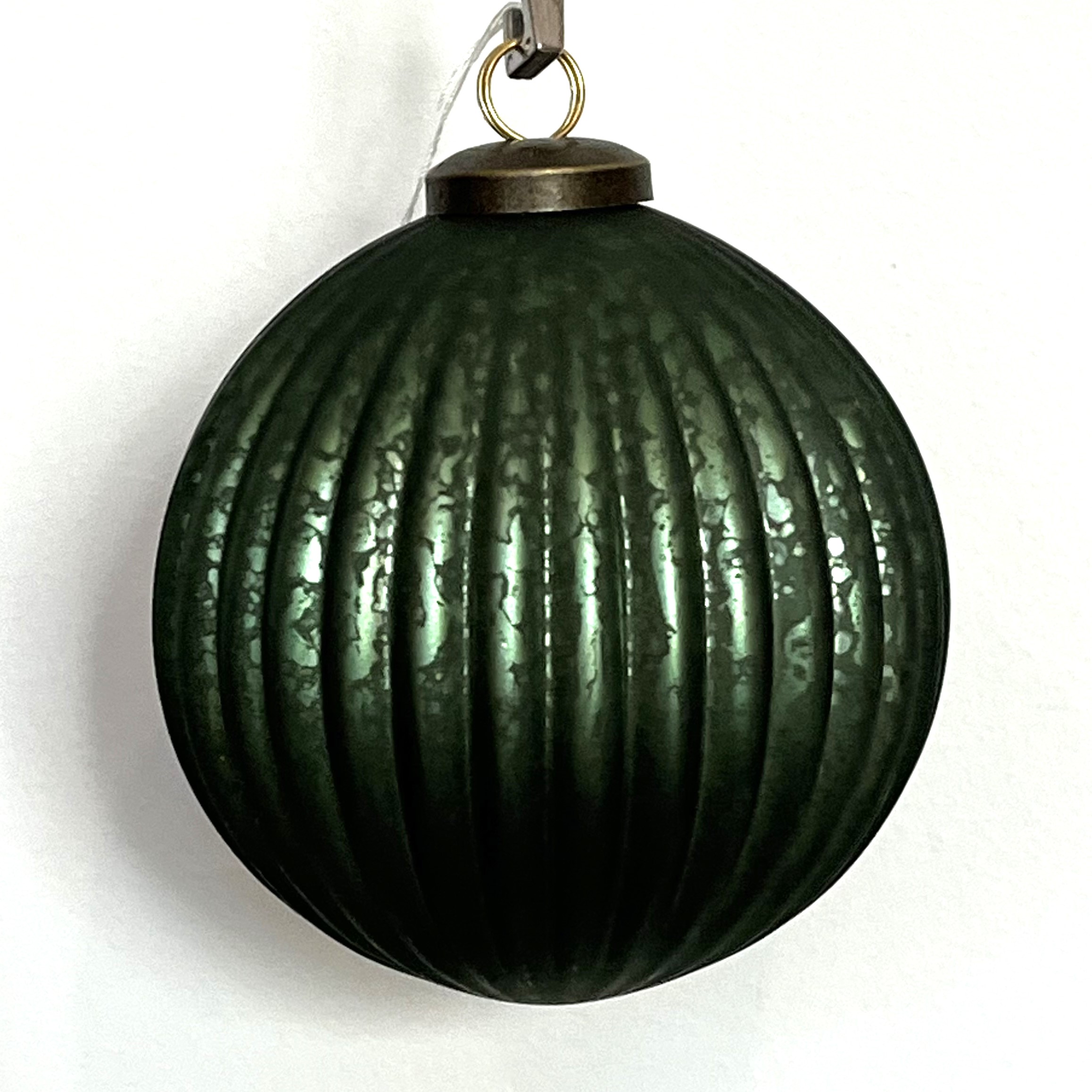 Weihnachtskugel Light& Living Antik dkl.grün mit Rippen Ø =10cm