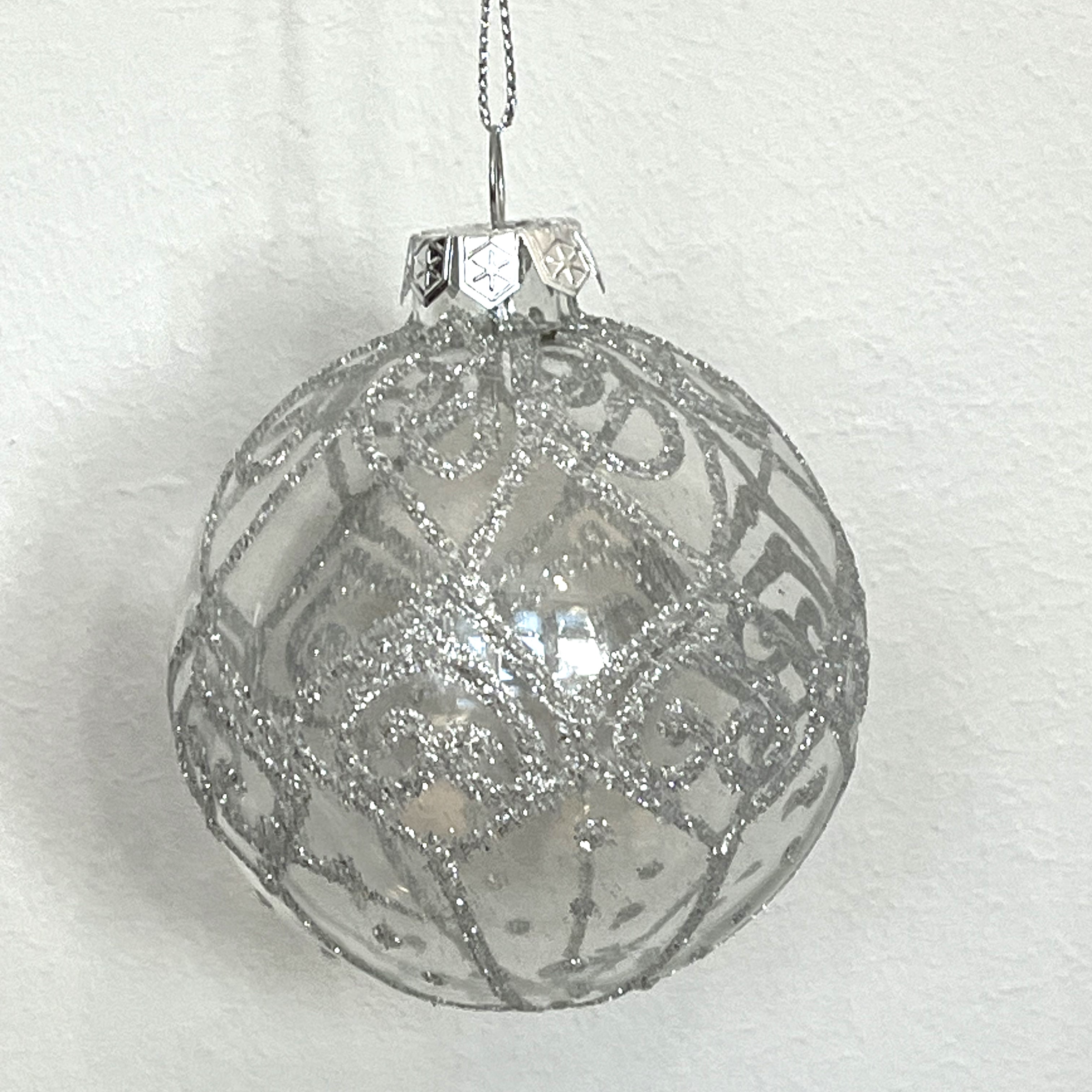 Weihnachtskugel  Lauco Klarglas mit Glitter  Ø =8cm   